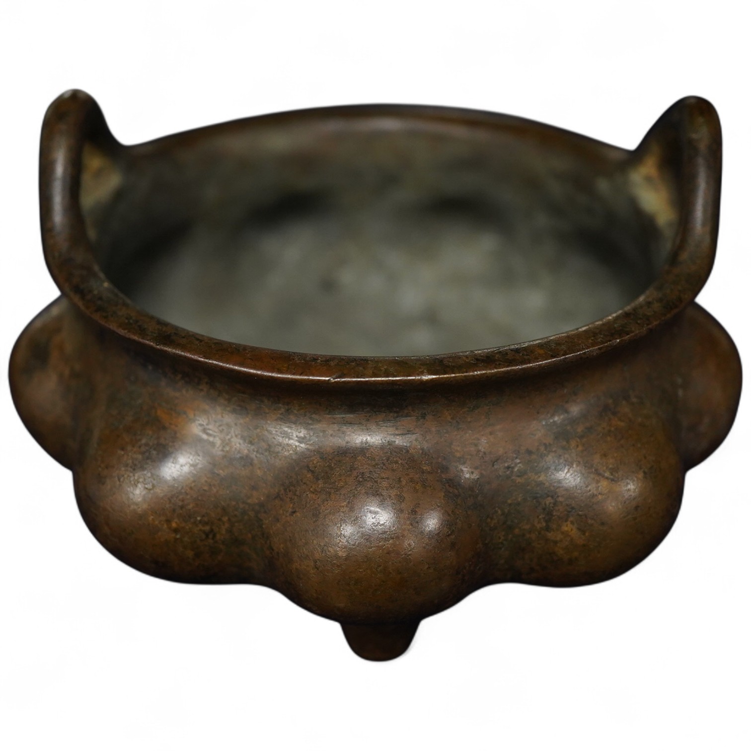 A Chinese bronze censer, seal mark to base, 9cm tall
